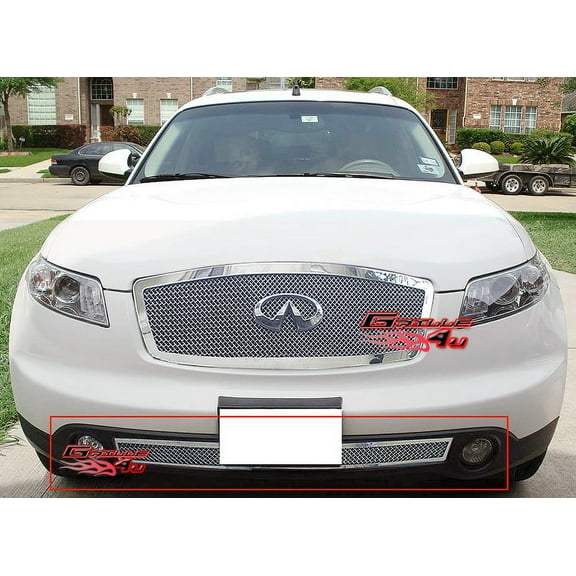 APS Compatible with Infiniti FX35 FX45 2003-2005 Lower Bumper Stainless Steel Chrome Mesh Front Grill Grille Insert N75607T
