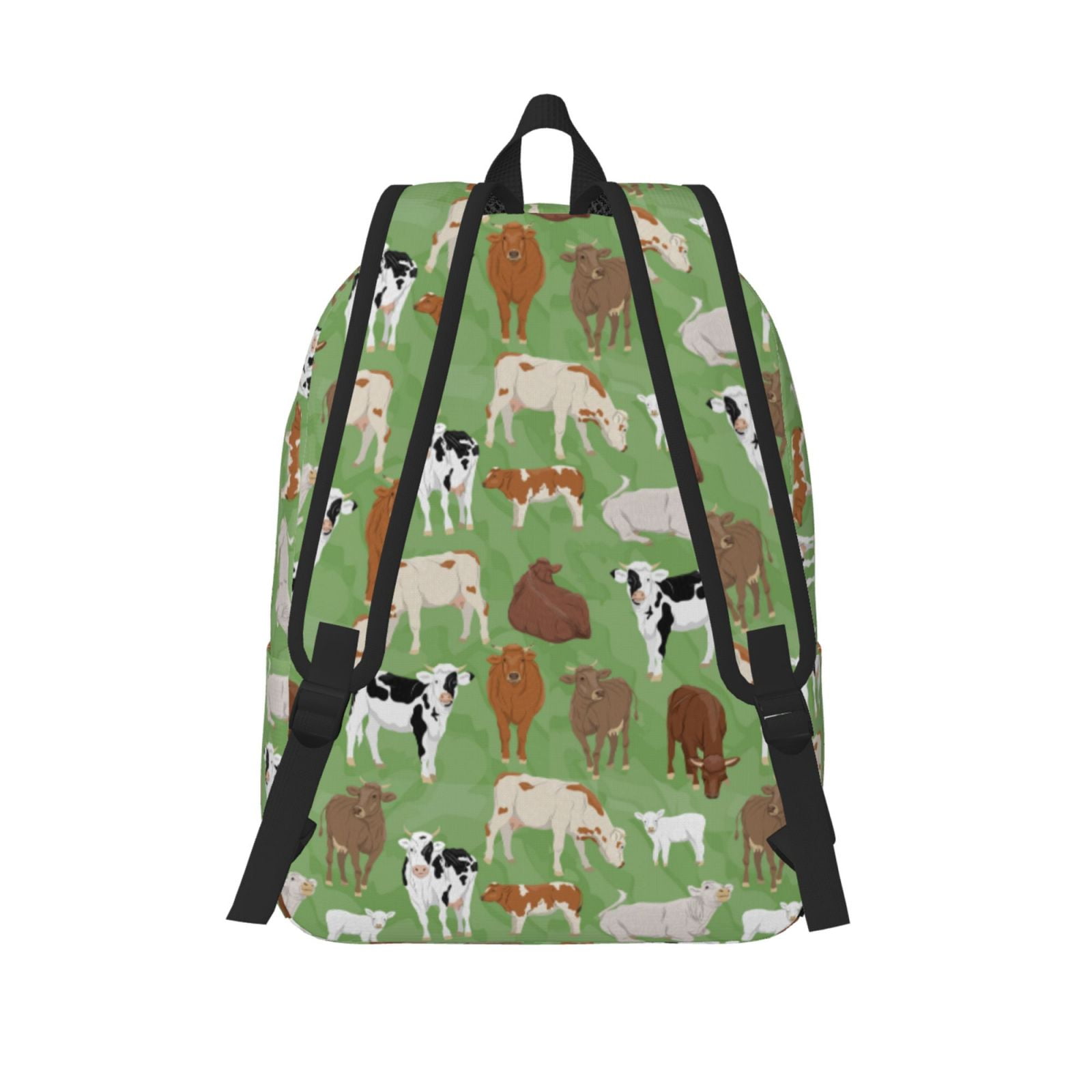 Picia Cows And Calves Printed Canvas Daypack - Stylish and Durable Vintage Compact Backpack - Class, Work, Travel, or Laptop Bookbag,Organized Compartments-Medium
