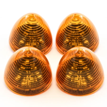 Red Hound Auto 4 Amber LED 2 inches Marker Beehive Cone Lights Trailer Auto Bright Lighting