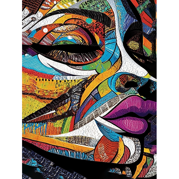 Abstract Colorful Face Canvas Painting Wall Art,Suitable for Living Room, Bedroom, Office, Bathroom, and Dining Room Decoration.