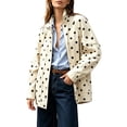 thumbnail image 4 of SBYOJLPB Women's Polka Dot Coat Stand Collar Zip Up Jacket with Pockets, 4 of 9