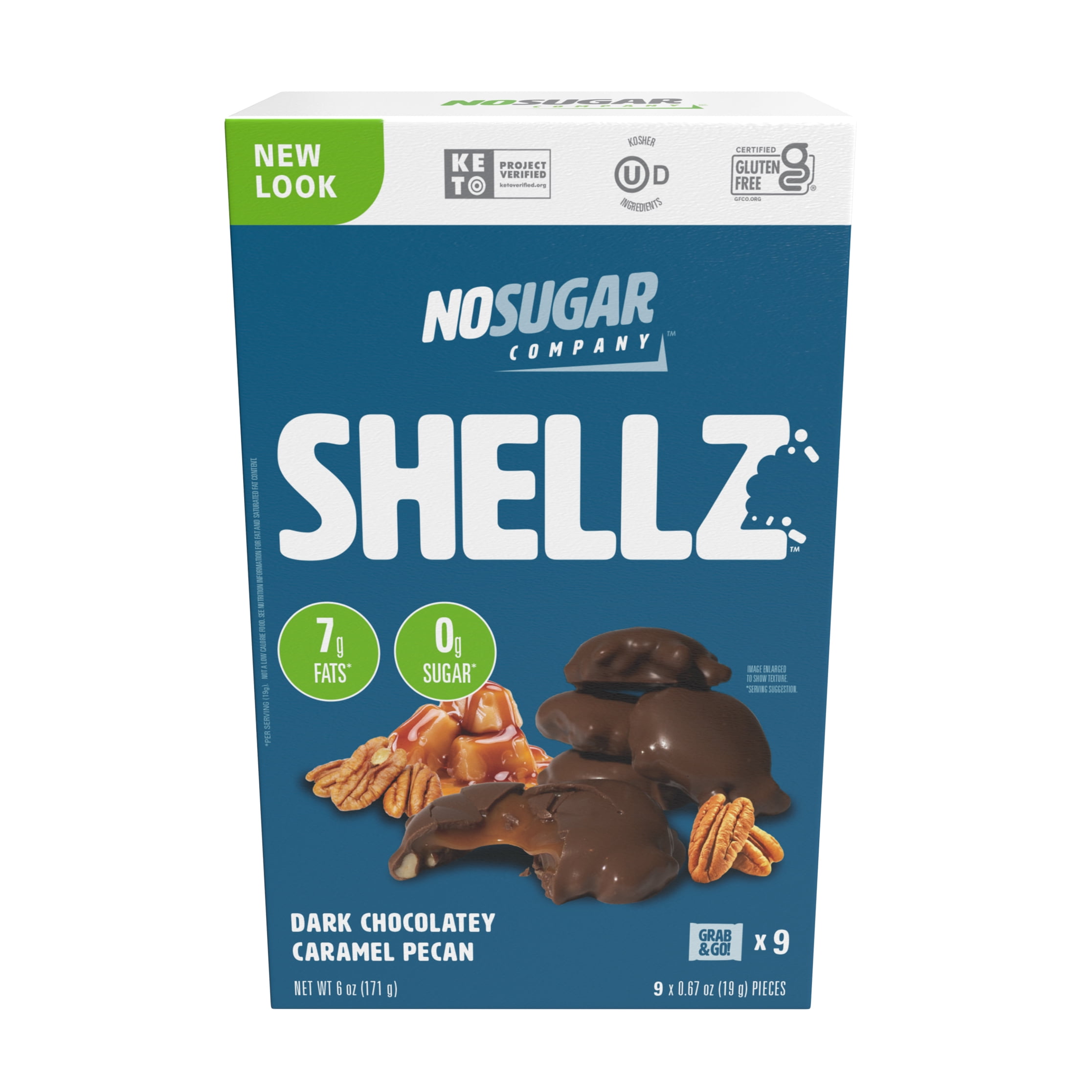 (2 pack) No Sugar Company Shellz Dark Chocolatey Caramel Pecan, 9 Count
