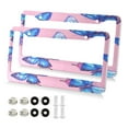 thumbnail image 2 of 2-Pack Aluminum License Plate Frame with 2 Holes for GM License Plate Cover with Free Screws Blue Butterfly on Pink, 2 of 8