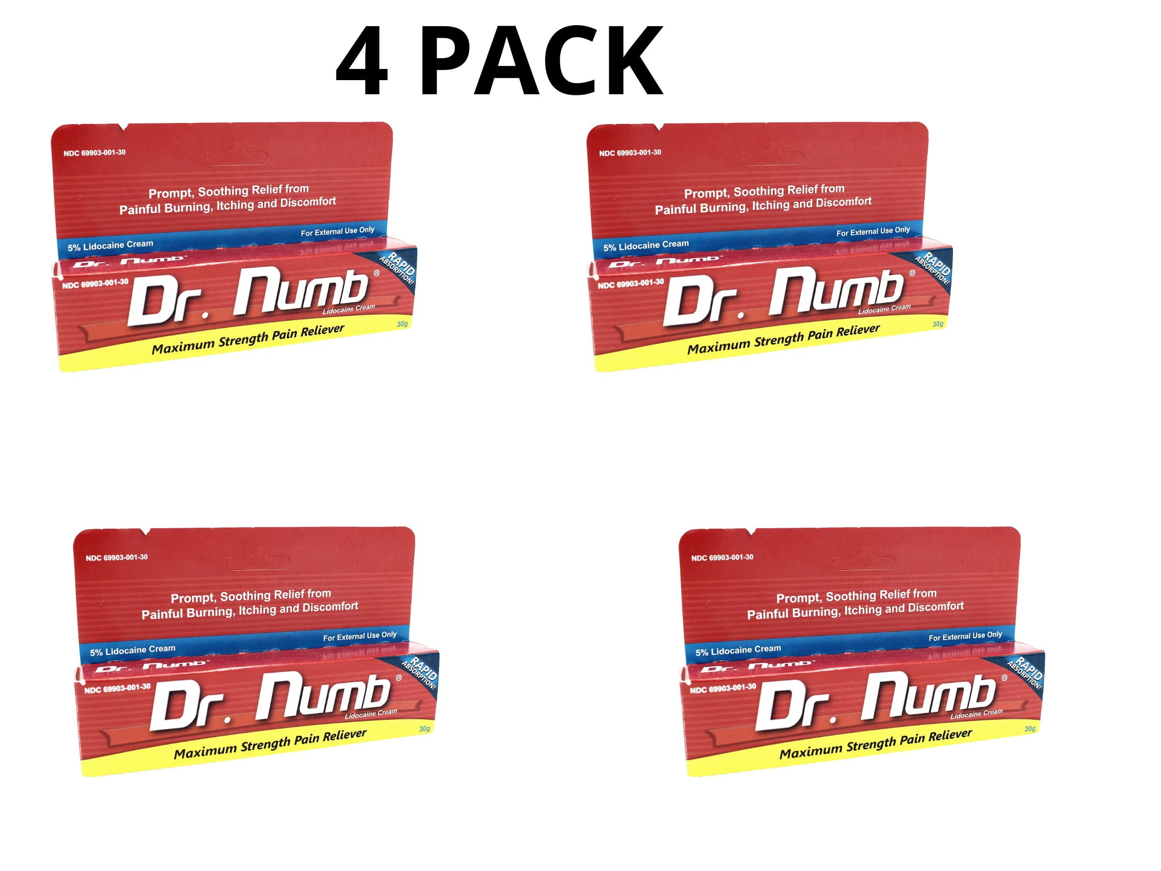 Buy 4 PACK Dr. Numb 5 Lidocaine Topical Anesthetic Numbing Cream for