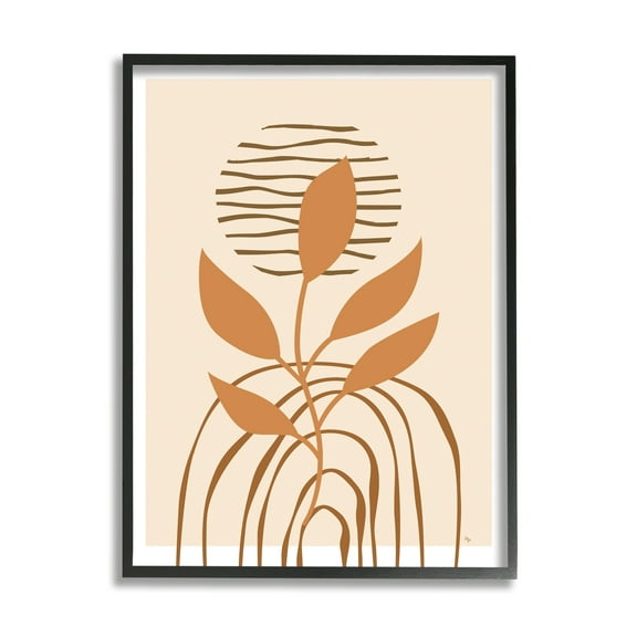 Stupell Industries Earthy Boho Plant Botanical & Floral Painting Black Framed Art Print Wall Art, 11 x 14
