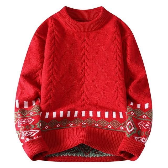 REDARER Décorations de Noël, Manteau Chandail à Col Rond à Motifs d'Hiver, Coupe Ample, Tricoté, pour Hommes, Mode Décontractée