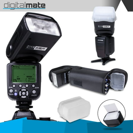 DigitalMate DM680EX E-TTL SpeedLight 18-180mm Power Zoom Flash, Bounce, Swivel, LCD Display and Case for Canon 80D 77D 70D 60D 60Da 50D 7D 6D 5D 5DS 1DS T7i T7s T7 T6s T6i T6 T5i T5 T4i T3i T3 SL2 (Best Flash For Canon T3i)