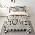 thumbnail image 2 of Castle Fairy Christmas Wreath 7-Piece Twin Bedding Sets for Teenagers,Rustic Vintage Bedding Comforter Set,Geometric Lattice Breathable Sheet Sets,Super Cozy Room Decor, 2 of 8