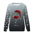 thumbnail image 4 of VJATTWR Mes Articles Chandail en Molleton de Noël pour Femmes Automne et Hiver Flocon de Neige Rouge Verre Dégradé Imprimé Col Rond Épaule Manches Longues Décontracté Sport Chandail en Molleton Get it Fast, 4 of 4
