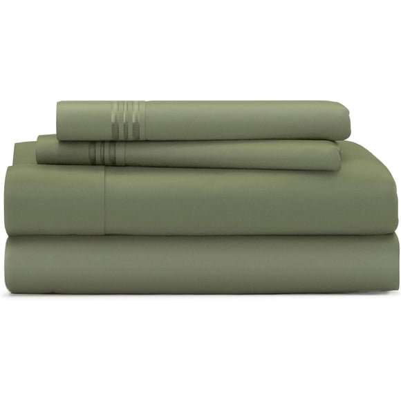 Cosy House Collection Everyday 1500 Series Bed Sheet Set - Ultra Soft & Cool Hotel Luxury Bedding - Deep Pocket - Wrinkle, Stain and Fade Resistant - 4 Piece Set (Cal King, Moss Green)