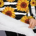 thumbnail image 3 of Oversized Wearable Blanket Hoodie,Black White Striped Sunflower Pattern Sherpa Blanket Hoodie with Super Pockets,Super Warm Fuzzy Pullover for Women & Men, 3 of 6