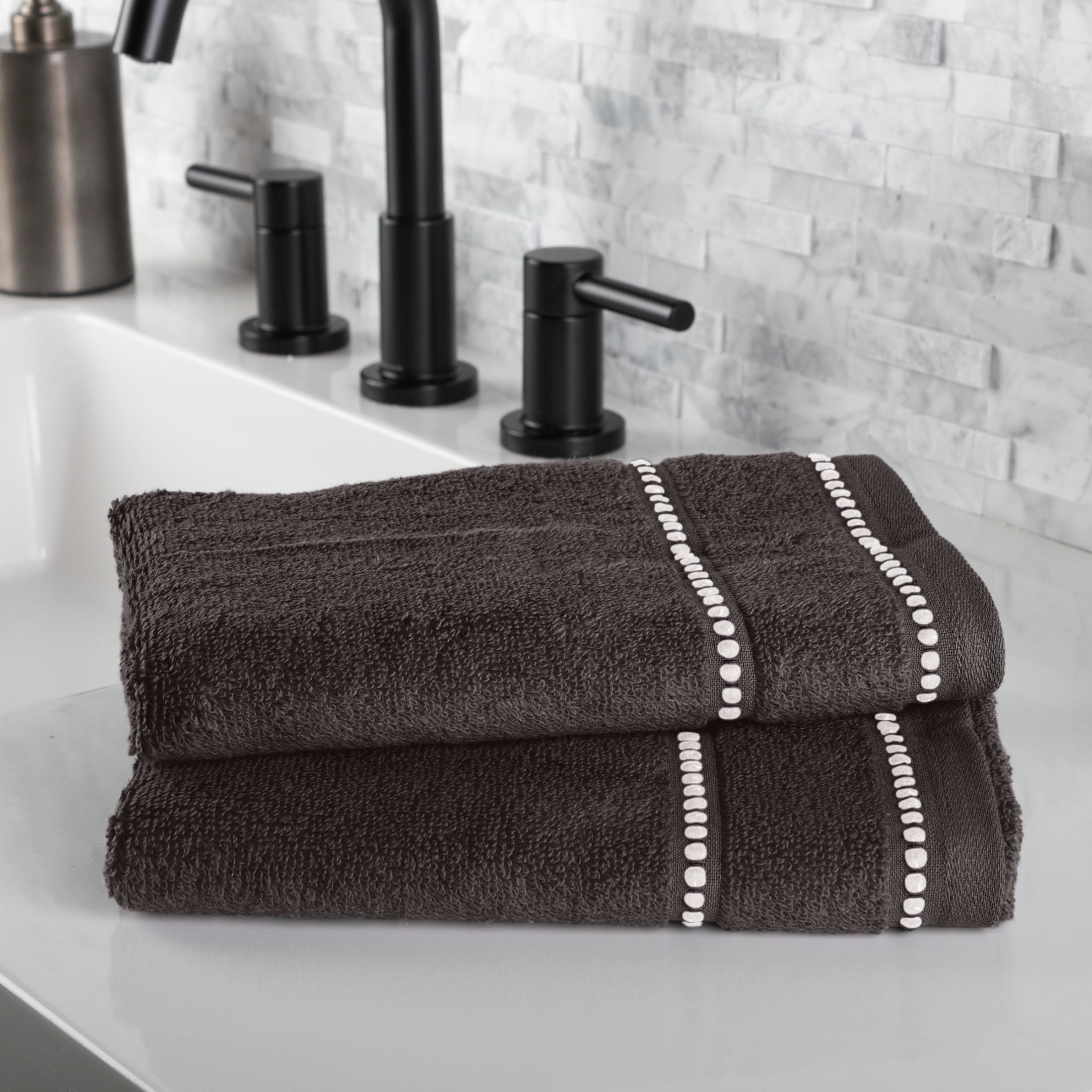 Lavish Home 6-Piece Quick Dry Bath Towels Set - 100% Cotton Towel Set for Bath, Gym, and Spa (Charcoal)