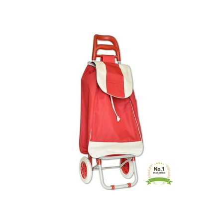 Roller Cart Trolley Folding Shopping Cart Push Trolley Lightweight Dolly for Groceries & Laundry New Design - Thick Waterproof Material ()
