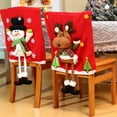 thumbnail image 3 of Christmas Chair Back Cover for Dining Room, Santa Claus Fabric Reindeer Dinner Chairs Cover, Chair Protector Slipcovers for Holiday Party Decor （1pc）, 3 of 7