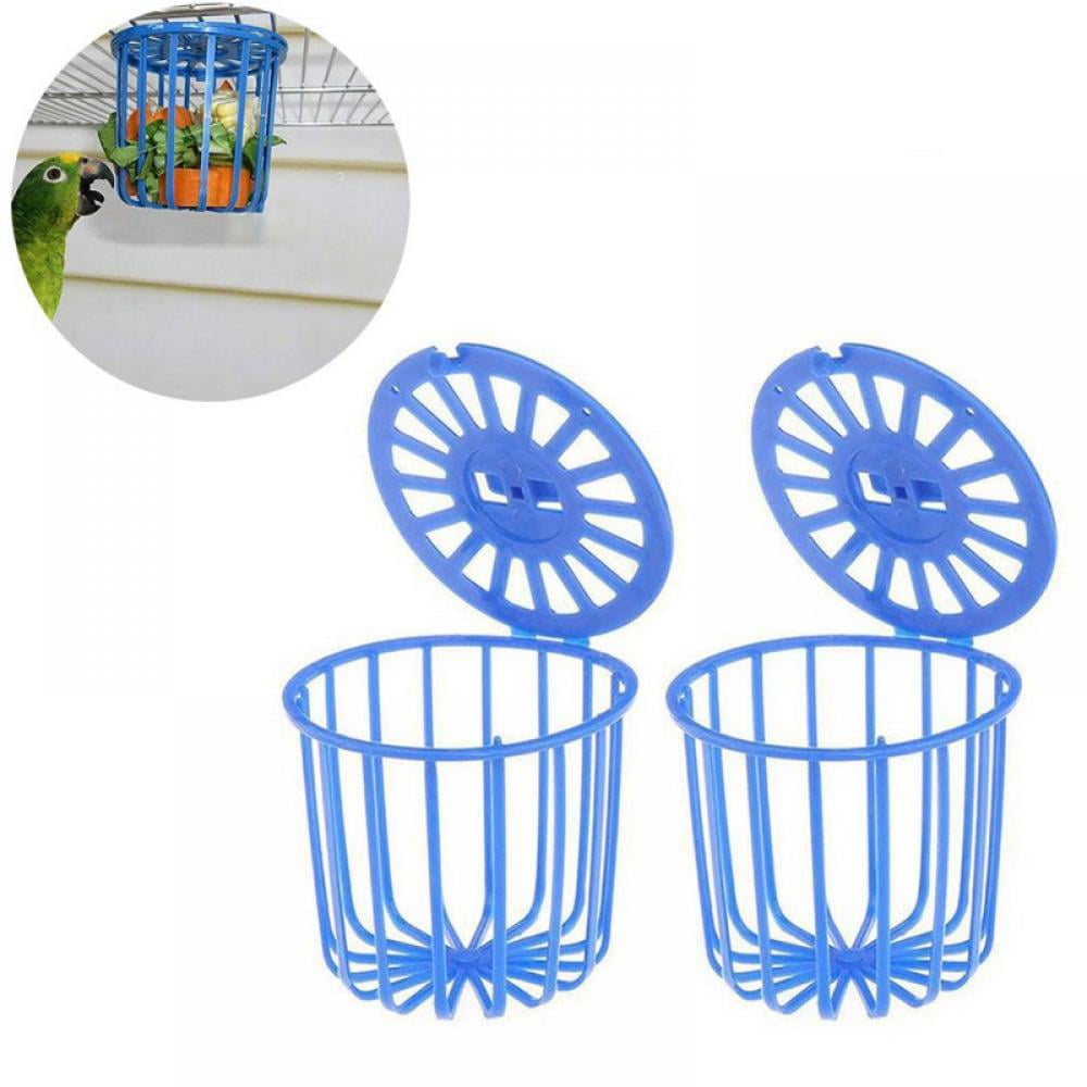 2X Bird Parrot Feeder Cage Fruit Vegetable Holder Cage Hanging  Container_H 