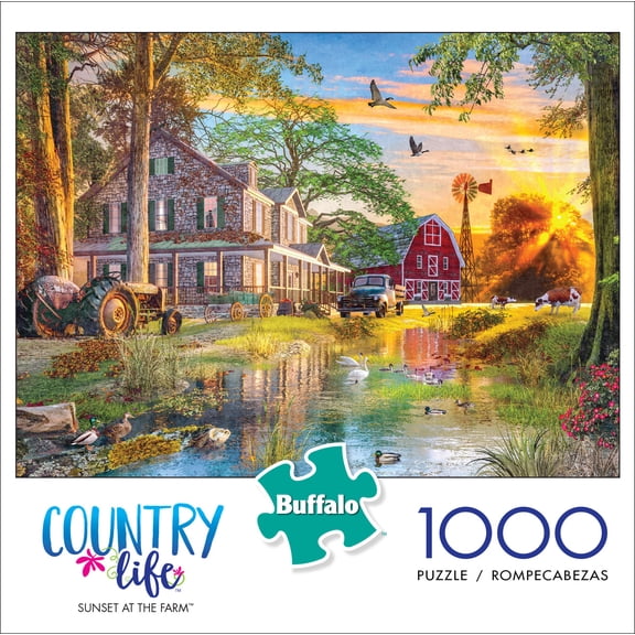 Buffalo Games - Country Life - Sunset at the Farm - 1000 Piece Jigsaw Puzzle