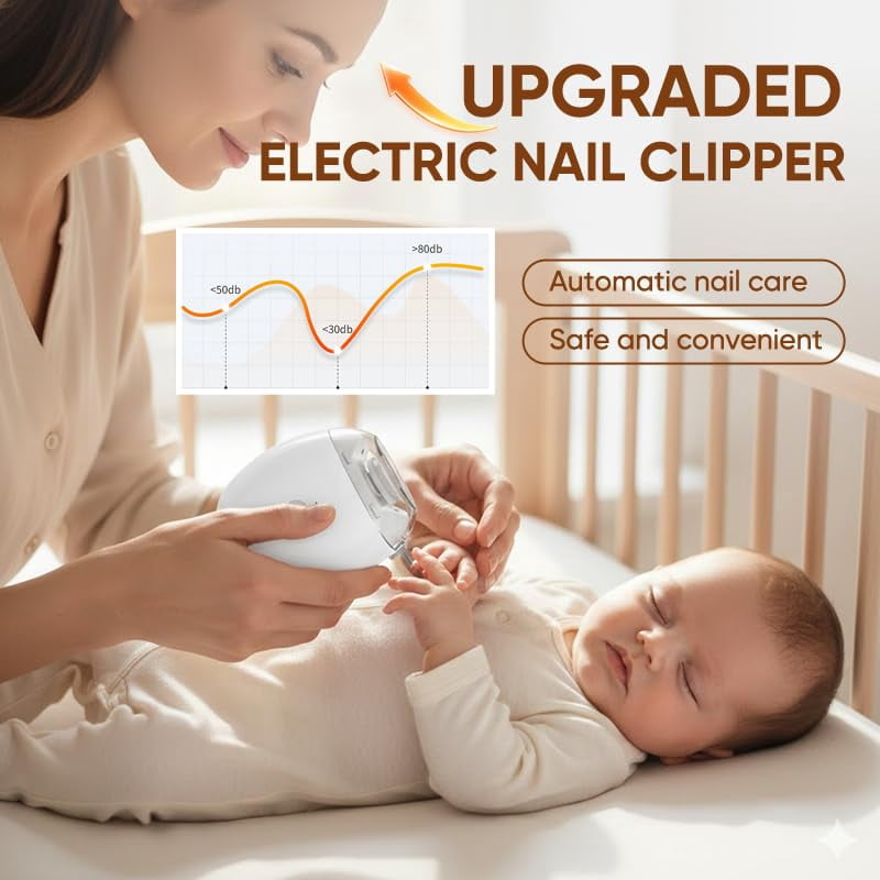 Electric Automatic Nail Trimmer - Rechargeable Fingernail Clipper & Grinder with LED Light, 3-Speed Quiet Design for Safe, Gentle Nail Care for Adults, Seniors & Babies(2PCS)