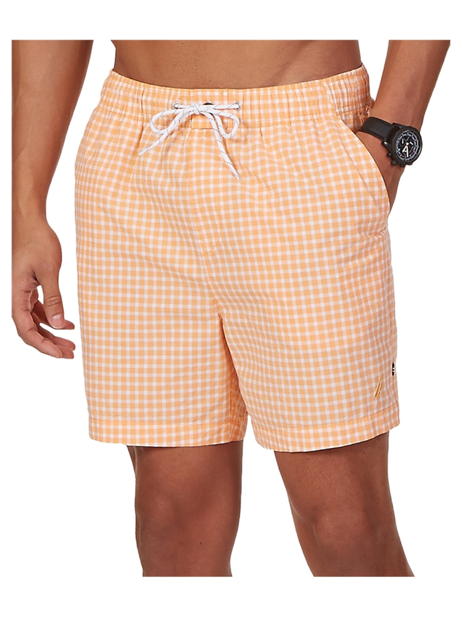 Nautica Nautica Mens Checkered Swim Bottom Board Shorts orangesrbet