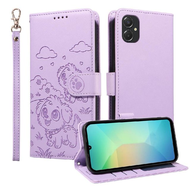 Funda Cartera GANGXUN con Diseño de Perrito en Relieve para Samsung Galaxy A06 , Protección 360° con Ranuras y Correa Desmontable