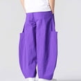 thumbnail image 6 of SAWOBUUN Mens Casual Barrel Pants Wide Leg Elastic Waist Drawstring Loose Fit Trousers Casual Summer Streetwear with Side Pockets, 6 of 7