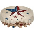 thumbnail image 2 of Country Star 4th of July Round Tablecloth 60 Inch - Waterproof Fabric Table Cloth Protector, Rustic Texas Star Blue Red Tablecloths Washable Table Cover for Kitchen Banquet Party, 2 of 6
