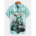 thumbnail image 4 of Camisa hawaiana de verano para hombre, con estampado gráfico de letras vintage, cuello vuelto, informal, manga corta, abotonada, ropa estampada, 4 of 4