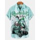 thumbnail image 4 of Camisa hawaiana de verano para hombre, con estampado gráfico de letras vintage, cuello vuelto, informal, manga corta, abotonada, ropa estampada, 4 of 4