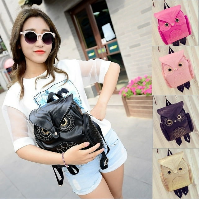 Fashion Women PU Handbag Shoulder Satchel Owl Backpack Bag Tote Rucksack Purse