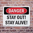 thumbnail image 4 of (2 Pack) Stay Out! Stay Alive! OSHA Danger Sign 14 Inch X 10 Inch Plastic Sign, Weather Resistant, UV Protected for Workplace, Business, and Construction Site, Made in the USA, 4 of 8