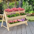 thumbnail image 5 of Costway 3 Tier Wooden Vertical Raised Garden Bed w/Storage Shelf, Side Hook & Liners, 5 of 10