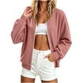 thumbnail image 2 of ClodeEU Women's Corduroy Long Sleeve Zip Up Jacket ,Casual Loose Outerwear with Pocket ,Women's Plus XL, 2 of 5