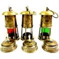 thumbnail image 3 of Nautical Miner Lamps Set of Three Ship Oil Lamp Red White & Green Glass 6 Inches Vintage Decor, 3 of 3