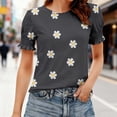 thumbnail image 3 of JTZGDY Blouses for Women Dressy Casual Summer Boho Floral/Polka Dot/Tie Dye/Plaid Printed Short Sleeve Womens Crewneck Graphic Tshirt Tops with Smocked Cuffs E-Black#01 XL, 3 of 7