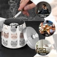 thumbnail image 4 of Yayeee Ashtray with Lid for Cigarette Smokeless Stainless Steel Home Ash Holder, Gray Cat Pattern, 4 of 7