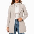 thumbnail image 2 of JOANKDMI Winter Wool Blend Pea Coat for Women Elegant Notched Lapel Single Breasted Mid-Length Trench Coat Casual Fall Office Dressy Outerwear Overcoat with Pockets, 2 of 7