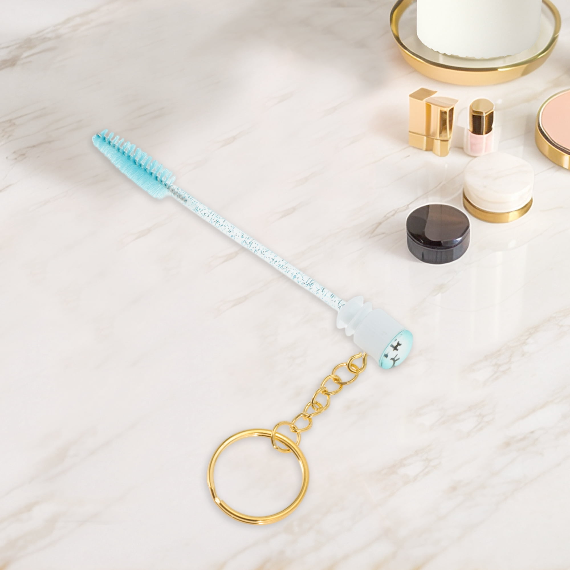 Unique Bargains 1 Pc Compact Eyelash Brush in Tube Design with Gold-Tone Buckle Green