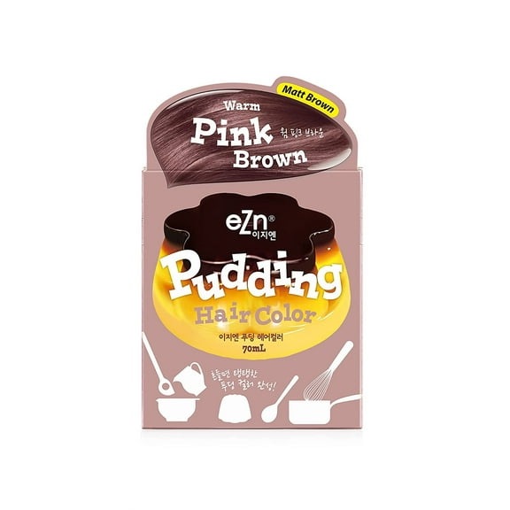 eZn Pudding Hair Dye Ammonia-Free Permanent Hair Color Warm Pink Brown Self Hair Dye DIY Kit Contain Keratin Made in Korea Beauty