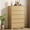 Natural Oak, variant on Modern 5 Drawers Dresser, 45.9" Tall Chests of Drawers with Curved Edge, Wood Closet Storage Organizer for Bedroom, Living Room, Hallway, Black