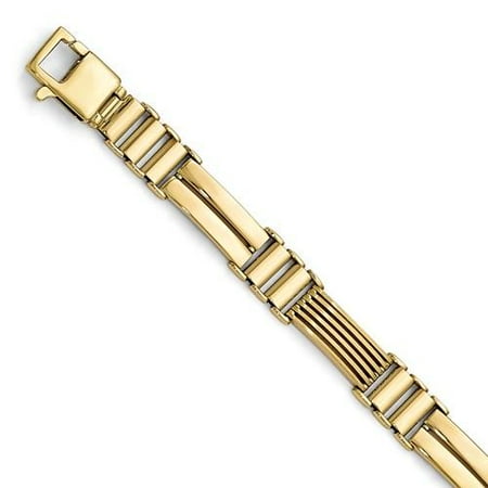 Brushed Mens Link Bracelet - Leslie's 14k Polished Brushed Link Mens Bracelet