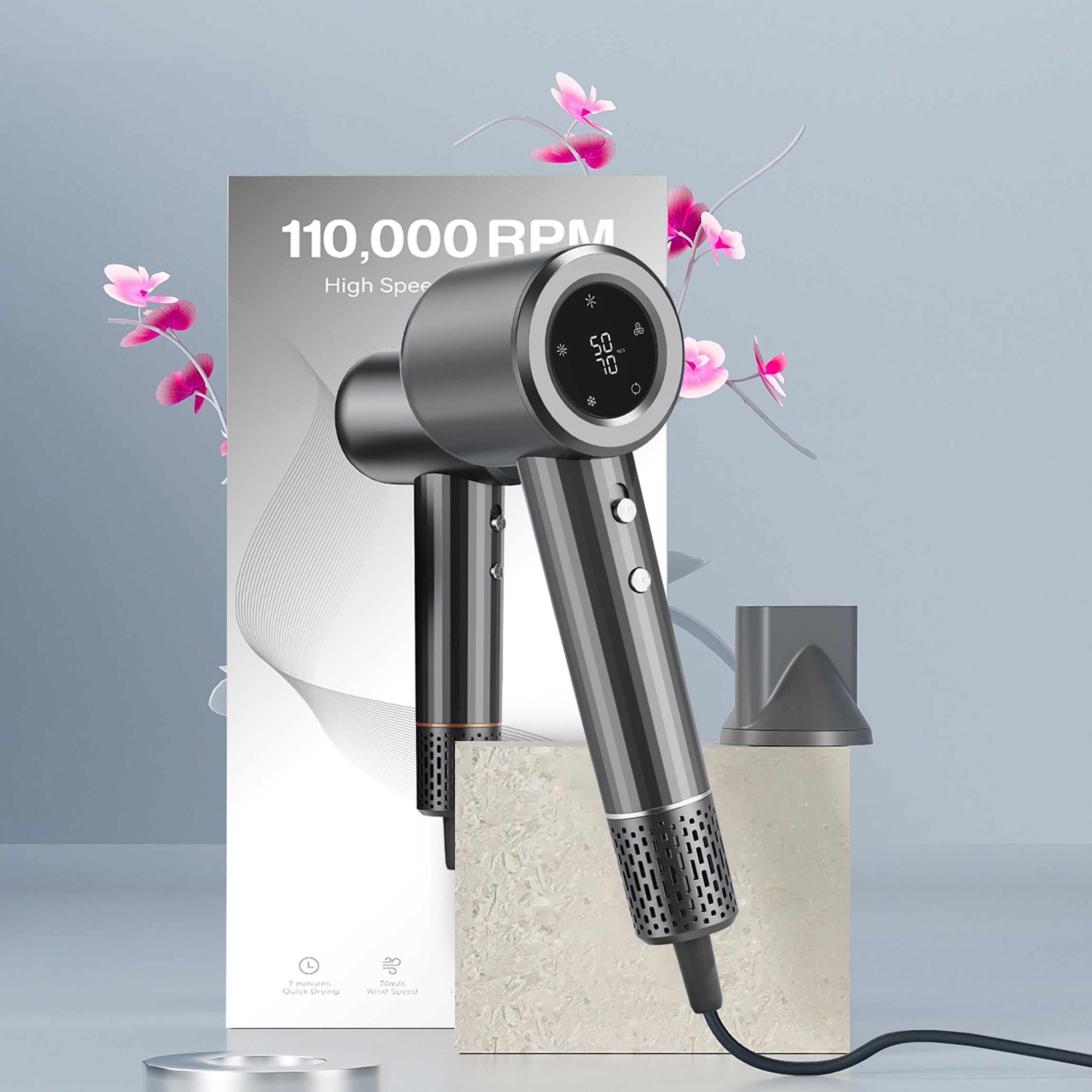 EXF High-Speed Hair Dryer, Salon-Grade, No Heat Damage, Low Noise, Lightweight with Diffuser & Nozzle