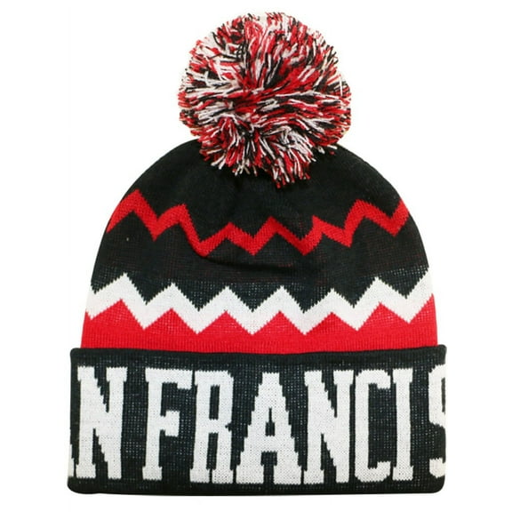 San Francisco City Hunter USA Chevron Zigzag Style Men's Winter Hats (Black/Red)