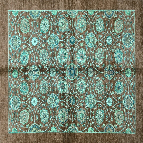 Ahgly Company Indoor Square Abstract Light Blue Modern Area Rugs, 5' Square