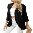 thumbnail image 4 of FNNMNNR Women‘s Casual Lightweight Open Front Cardigans Soft Draped Ruffles 3/4 Sleeve Cardigan S-XL, 4 of 7
