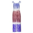thumbnail image 4 of Usmixi Jumpsuits for Women Loose Comfort Cotton Linen Fashion Adjustable Strap Baggy Wide Leg Pocket Long Jumpsuits Overalls Summer Formal Tie-Dye Round Neck Sleeveless Maxi Rompers Purple s, 4 of 4