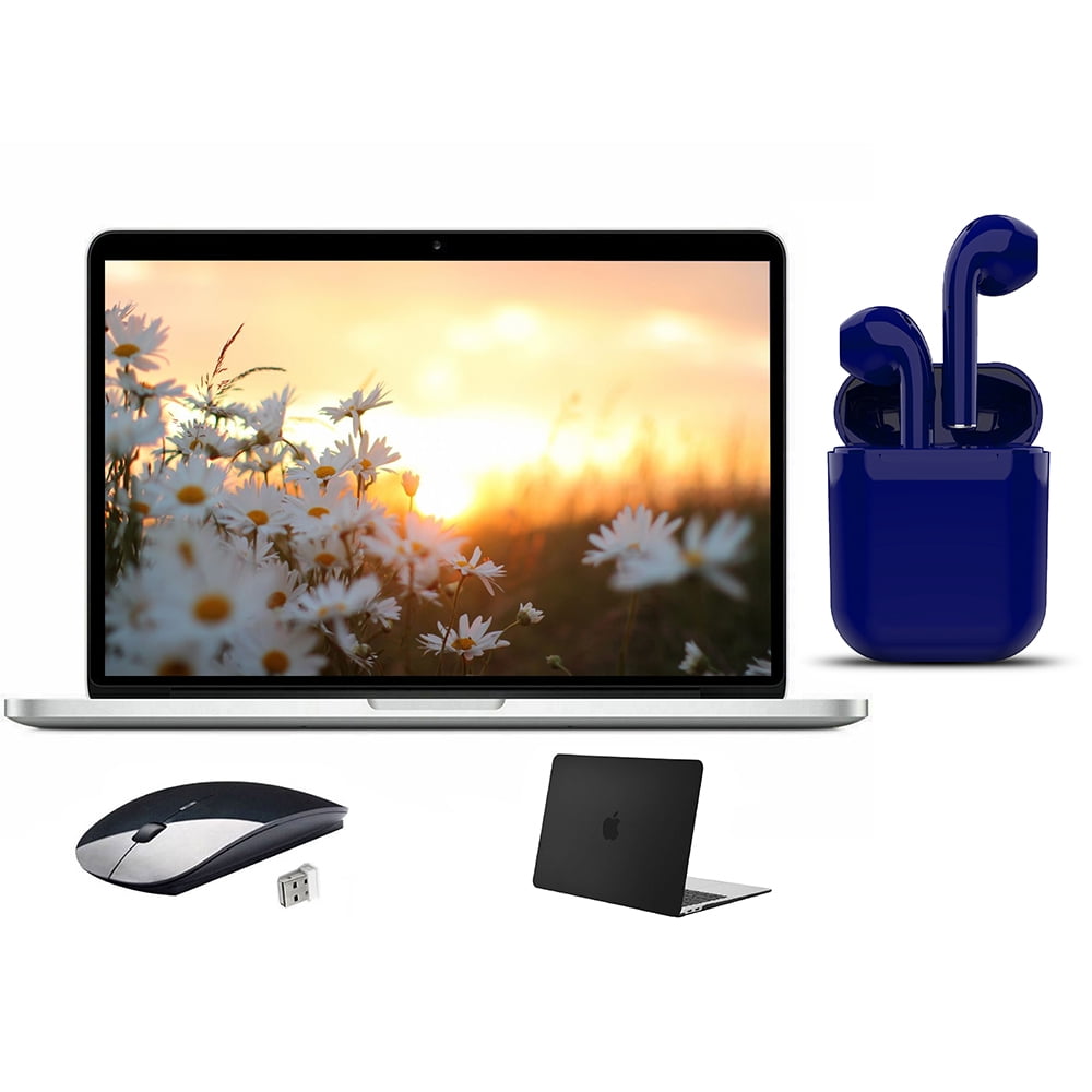 Restored Apple MacBook Pro 13.3-inch, 128GB SSD, 8GB RAM, Intel HD Graphics, Intel Core i5, 2.3GHz Bundle: Bluetooth/Wireless Airbuds, Wireless Mouse, Black Case Gray/Silver - MPXQ2LL/A (Refurbished)