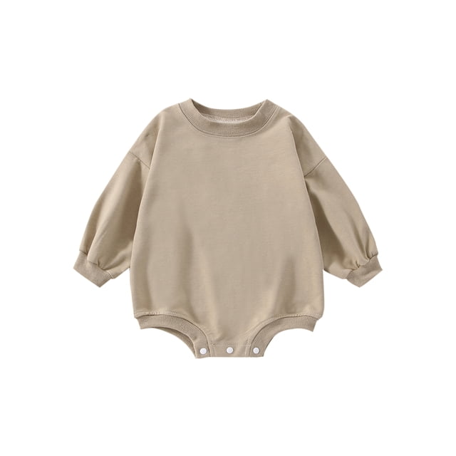 Faithtur Bébé Filles Garçons Romper Couleur Unie Manches Longues Col Rond Combinaisons Automne Hiver Bodys Décontractés