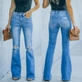thumbnail image 2 of LYXSSBYX Womens Flare Jeans Clearance Women Fashion Casual Solid Color Flare Pants Jeans Pocket Pants Women's Jeans, 2 of 9