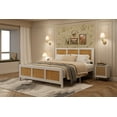 thumbnail image 3 of Cama king size de ratán con cabecero – Estilo bohemio – Estructura metálica resistente y silenciosa – Sin base necesaria – Ideal para dormitorio moderno – Color White K, 3 of 7