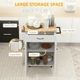 thumbnail image 4 of HOMCOM Kitchen Island on Wheels, Kitchen Cart with Solid Wood Top, White, 4 of 10