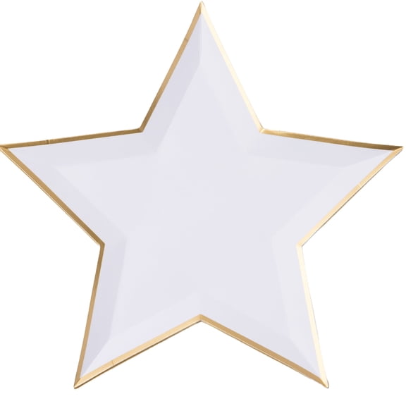 Bonjour Fête White Star Paper Dinner Plates, Disposable Party Supplies, 8 Count, 11 Inch, New Years Eve, Birthday Party